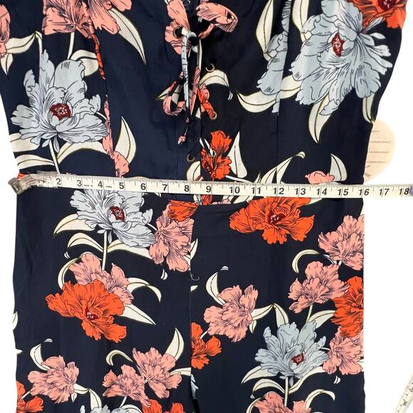 Gypsies & Moondust Jumpsuit XL Navy Blue Floral Lace Up Wide Leg Boho Resort NEW - Picture 8 of 16